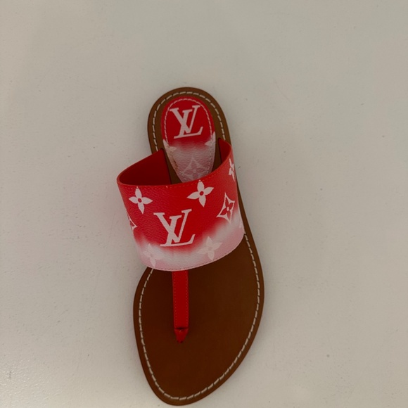New Louis Vuitton Red Monogram Escale Canvas Palma Thong Flats Size 36 - Picture 4 of 8